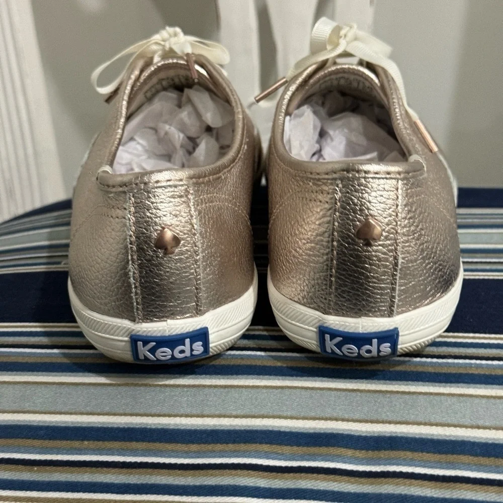 Kate Spade X Keds Rose‎ Gold Metallic Sneakers Shoes Size 7.5